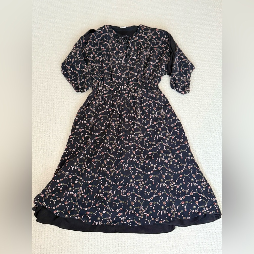 FINAL PRICE Derek Lam 10 Crosby Floral Silk Dress with Slit Sleeves, size 6